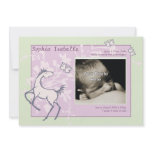 Baby Pony and Butterflies Girl Birth Announcement