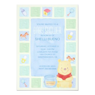 Baby Pooh and Hunny Baby Shower 5x7 Paper Invitation Card
