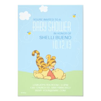 Baby Pooh and Tigger Baby Shower 5x7 Paper Invitation Card