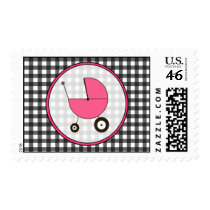 Baby Postage - Black & White Gingham / Hot Pink