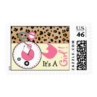 Baby Postage - Leopard Print & Pink Diaper Pin stamp