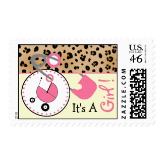 Baby Postage - Leopard Print & Pink Diaper Pin stamp