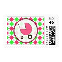 Baby Postage - Pink & Green Argyle