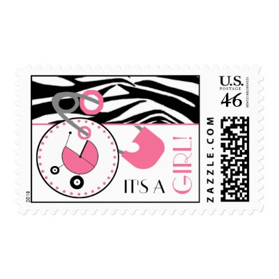 Baby Postage - Zebra Print & Pink Diaper Pin by thepinkschoolhouse