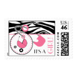 Baby Postage - Zebra Print & Pink Diaper Pin postage