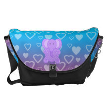 Baby purple elephant rainbow hearts pattern messenger bags