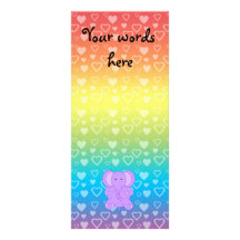 Baby purple elephant rainbow hearts pattern customized rack card