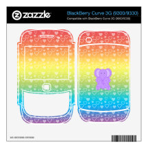 Baby purple elephant rainbow hearts BlackBerry curve 3G decal