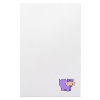 baby purple hippo stationery paper by doonidesignsanimals