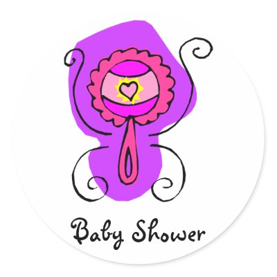 Baby Rattle It's A Girl Round Stickers by kaitlyn426