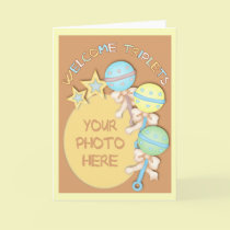Baby Rattles Triplets Photo Template cards