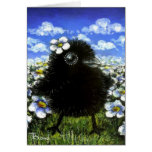 Baby raven and daisies greeting card