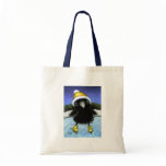 Baby raven ice skating tote bag