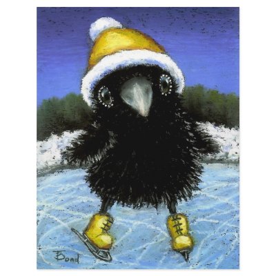 Baby raven ice skating personalized letterhead by tanyabond