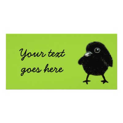 Baby raven customized photo card by tanyabond