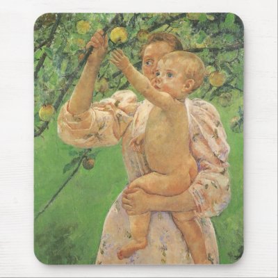 Baby Reaching for an Apple by Mary Cassatt Mousepad by MasterpieceCafe
