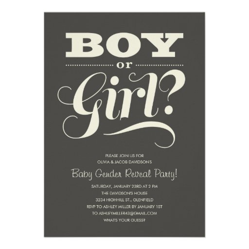 Baby Reveal Party Invitations (front side)