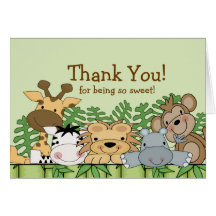 Baby Safari Animals Thank You Note Card