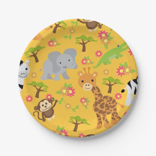 Baby Safari Yellow Paper Plate Zazzle