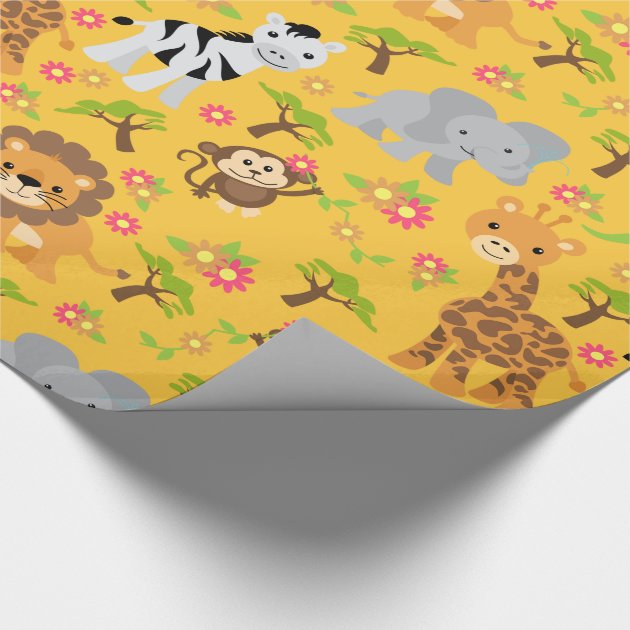Baby Safari Yellow Wrapping Paper-3