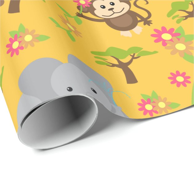 Baby Safari Yellow Wrapping Paper 3/4