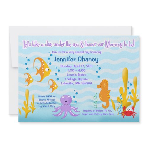 BABY SEA CRITTERS 5x7 Baby Shower Invitation invitation