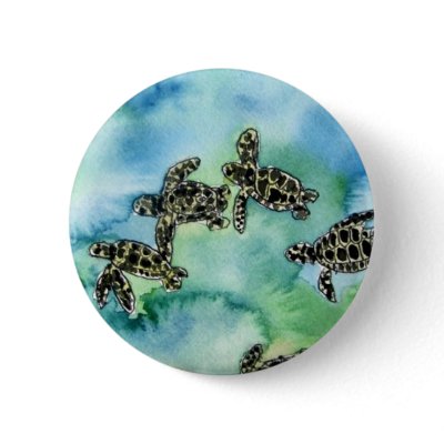baby sea turtles reptile animal wildlife painting pinback buttons by dereklovessheila