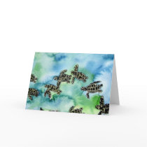 baby sea turtles reptile animal wildlife painting cards