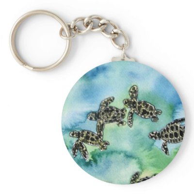 baby sea turtles reptile animal wildlife painting key chains by dereklovessheila