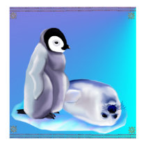 Baby Seal and Baby Penquin posters by Lotacats Baby Seal and Baby Penquin posters