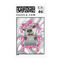 Baby Sheep with Pink Flower  Postage
