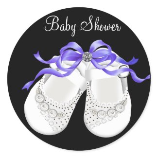 Baby Shoes Black Purple Baby Girl Shower Stickers sticker
