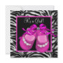 Baby Shoes Hot Pink Zebra Baby Girl Shower Personalized Announcements
