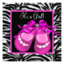 Baby Shoes Hot Pink Zebra Baby Girl Shower Personalized Announcements