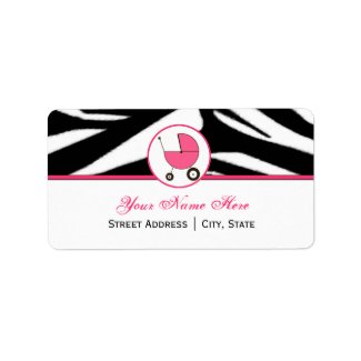Baby Shower Address Label - Zebra Print and Pink label