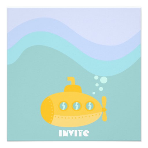 Baby Shower: Adorable Yellow Submarine Underwater Custom Invite