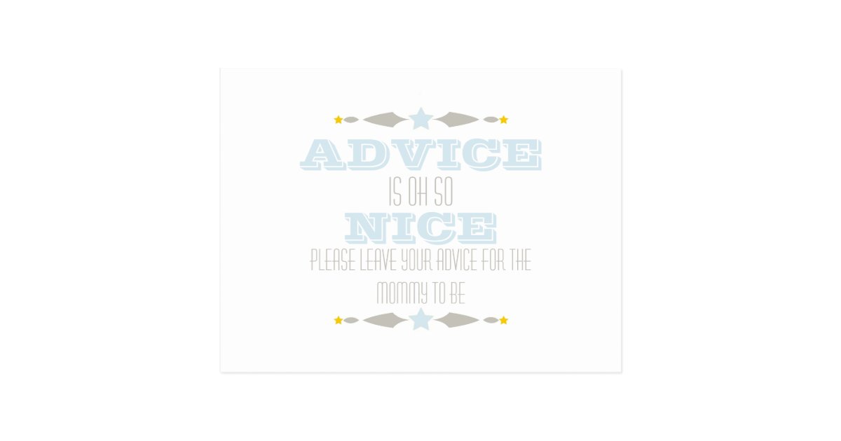 BABY SHOWER ADVICE CARD Zazzle