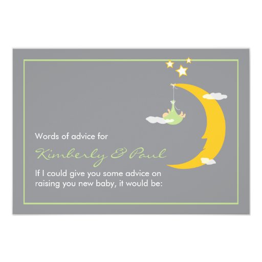 Baby Shower Advice Card Moon and Stars
