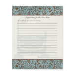 Baby Shower Advice for New Mom - Blue Brown Damask Custom Flyer