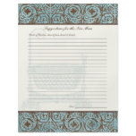 Baby Shower Advice for New Mom - Blue Brown Damask flyers