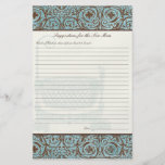 Baby Shower Advice for New Mom - Blue Brown Damask Full Color Flyer