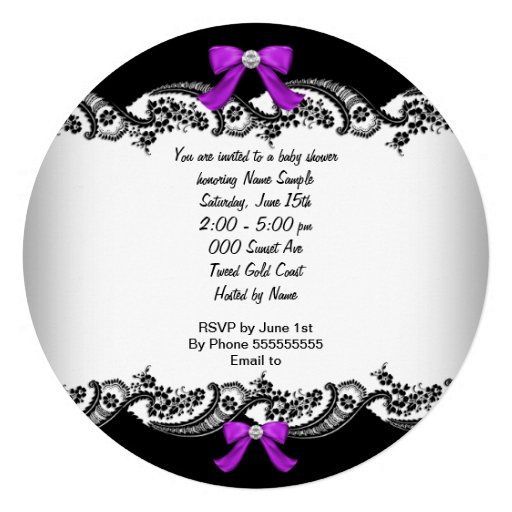 Baby Shower African American Girl Purple Pink Custom Invite