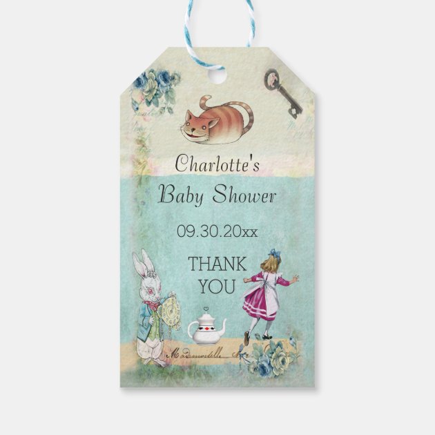 Baby Shower Alice in Wonderland Thank You Pack Of Gift Tags