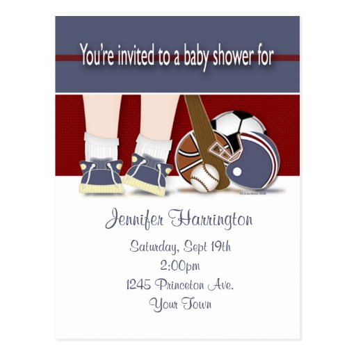 Baby Shower All Sports Invitation Template Postcards