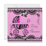 Baby Shower Baby Black White Pink Girl Custom Announcement