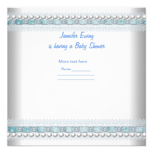 Baby Shower Baby Blue Booties Pearl Lace Custom Invites