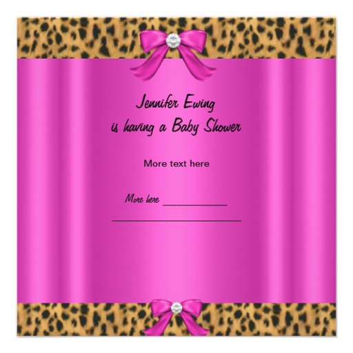 Baby Shower Baby Cute Girl Leopard Hot Pink Gold Invitations