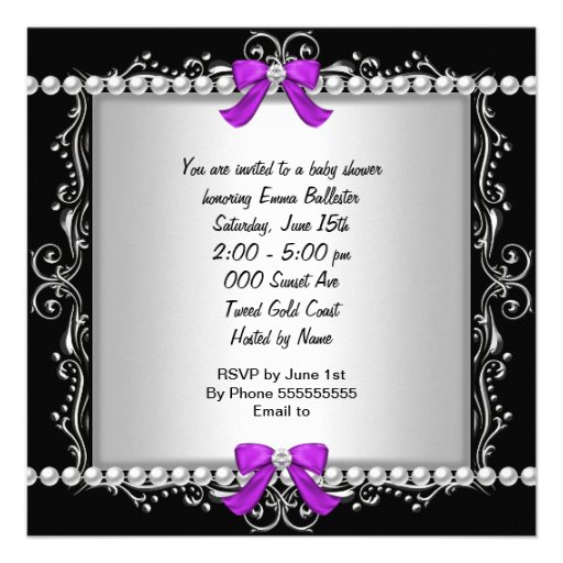 Baby Shower Baby Cute Girl Zebra Pram Silver Custom Invitation
