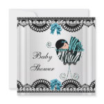 Baby Shower Baby Zebra Boy Black White Blue Invitations