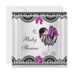 Baby Shower Baby Zebra Girl Black White Pink Personalized Invite